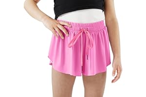 Happy Cherry Kids Girls Athletic Flowy Shorts Preppy Workout Fitness Shorts 2 in 1 Shorts Inner Pockets