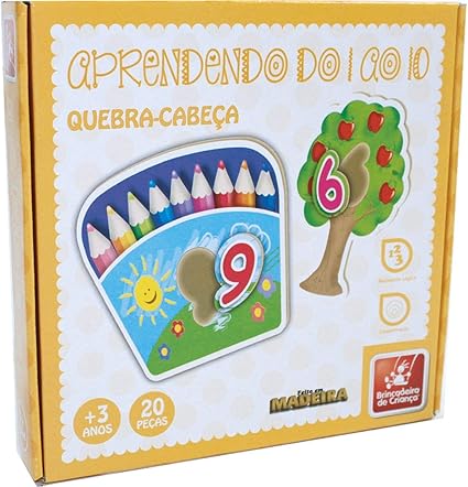 Brinquedo Pedagógico Madeira Quebra Cabeça Números 1