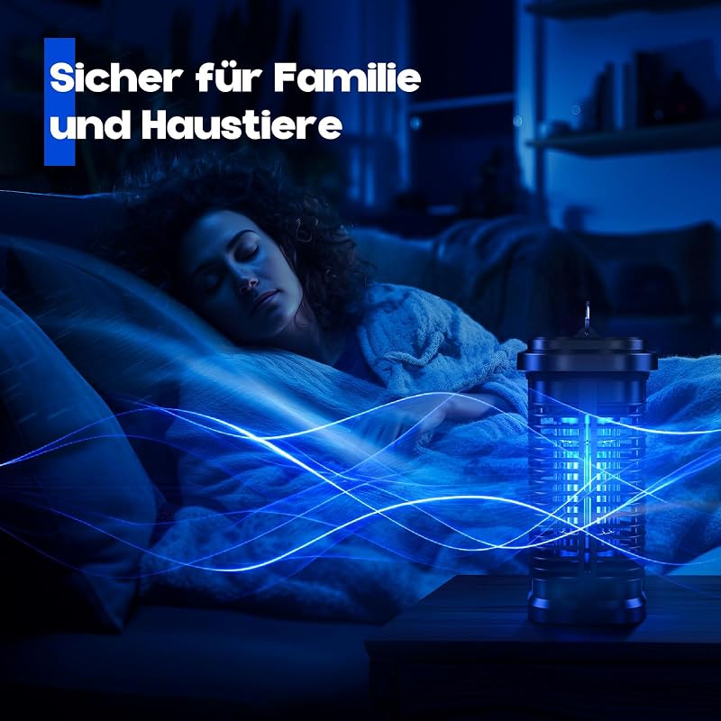 Insektenvernichter Elektrisch, 20W UV Mückenvernichter Lampe, Mückenschutz Mit LED Licht, Elektrische Fliegenfalle Mückenfalle Mückenlampe für Garten Innen und Aussen