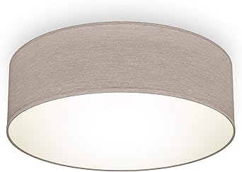 B K Licht Plafonnier Textile Couleur Taupe Eclairage Plafond Design Moderne Sobre Eclairage Bureau Rond O30cm Douille E27 Livre Sans Ampoule Amazon Fr Luminaires Et Eclairage