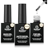 Beetles Gel Top Coat Matte Top and Base Coat Set 3 Pcs 7.5ml | Glossy Matte No Wipe Long Lasting Basic Combination Soak Off LED Nail Lamp Art DIY Design Gifts for Women