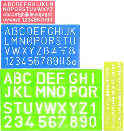 RIVIEVAL 4 Pcs Alphabet Letter Stencil Set Plastic Numbers Assorted Sizes