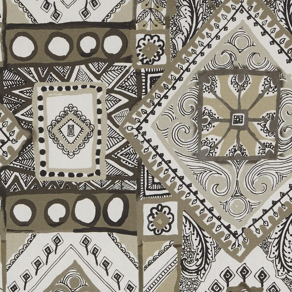 Kt KILOtela - Digital Printed Canvas Fabric, Half Panama Organic Cotton, Standard 100 by Oeko-Tex, 100 cm Length x 280 cm Width | Phinoa Mosaic - Grey, Brown ─ 1 Metre