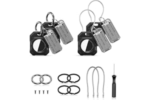 PROfezzion 4-Pack Secure Air Tag Holder 2-in-1 Hard Shell Air Tag Case with Key Rings, Key Tag, Metal Wire Cable, Allen Wrenc