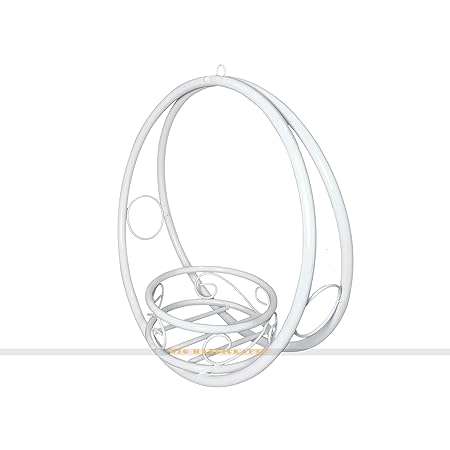 GIG Handicrafts Ring Shaped Metal Hanging Basket Plant Holder Plant Stand Window Planter Garden for Gift (36 cm x 16 cm x 36 cm, White)