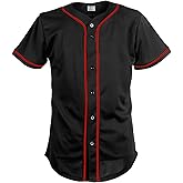 Pullonsy Black Custom Baseball Jersey for Men Full Button Mesh Embroidered Team Name & Numbers S-8XL
