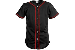 Pullonsy Black Custom Baseball Jersey for Men Full Button Mesh Embroidered Team Name & Numbers S-8XL