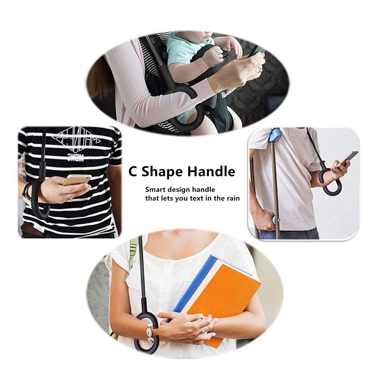 Inverted Umbrella,Double Layer Reverse Umbrella for Car and Outdoor Use by Monstleo, Windproof UV Protection Big Straight Umbrella With C-Shaped Handle and Carrying Bag