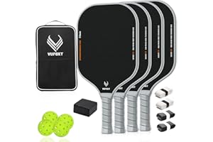 VUFOXT Pickleball Paddles Set of 2, Lightweight Raw Carbon and Glass Fiber Surface Pickleball Racket Set with 14mm PP Honeycomb Core, USAPA Compliant, 4 Pickle Balls, 4 Tapes, 1Bag, 1 Paddle Cleaner