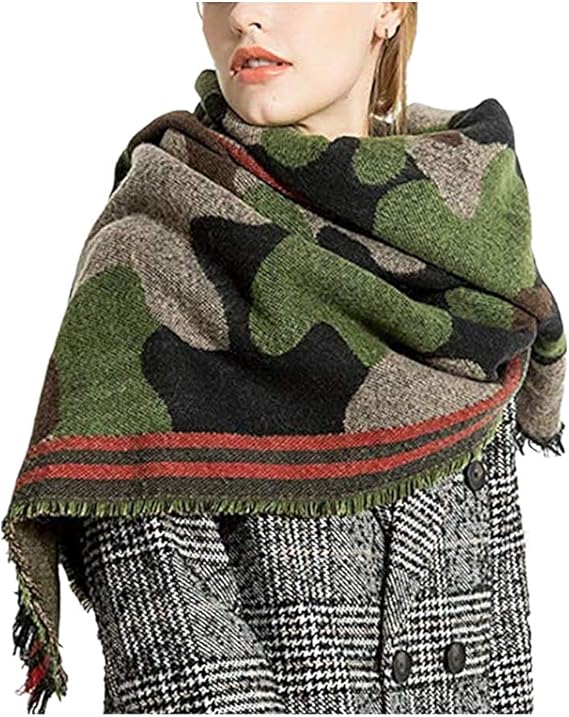 Amazon カモフラージュ スカーフ メンズ レディース カシミヤ マフラーファッション 女性 男性 スカーフ ショール 大判 女の子 バイク 厚手 カシミヤマフラー 女性 下向き人気 レディース マフラー 冬用 上品 男女兼用 スカーフ cm X 195cm 緑 スカーフ 通販