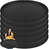 6 Pcs 24 Inch x 29 Inch Large Restaurant Serving Trays, Black PP Plastic Non Slip Tray,Oval Plastic Food Serving Tray with Raised Edges for Home Kitchen Restaurant Cafeterias Fast Food Service