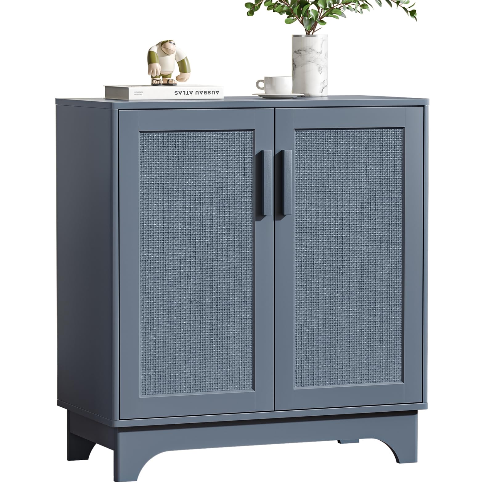 Photo 1 of **NO INSTRUCTIONS**Skokliz Rattan Cabinet, Sideboard Storage Cabinet with 2 Doors Buffet Cabinet with Adjustable Shelf Large Space, Kitchen Sideboard Buffet for Entryway Hallway