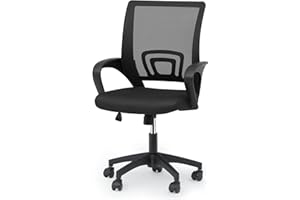 Magshion Ergonomic Office Desk Chair, Mid-Back Mesh Computer Chair, Swivel Chair with Breathable Backrest & Lumbar Support, Adjustable Height for Gaming, Work, Study, 300 Lbs Capacity, Black