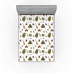 Ambesonne Camping Fitted Sheet, Campfire Map
