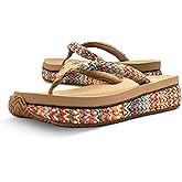 VOLATILE Women's Palau Woven Thong Platform Sandal – Raffia Upper, Ultra-Comfort EVA Insole & Rubber Traction Outsole, Bright Multi, 10
