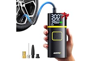 AUXITO Tire Inflator Portable Air Compressor - 150PSI Bike Pump 1Min Fast Inflate with Tire Pressure Gauge, LED Light & Car Accessories, Air Pump for Auto, Moto, Bike, Ball, Car Gifts for Men