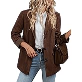 LILLUSORY Blazers for Women Business Casual Long Sleeve Suits Faux Suede Jackets Coats Work Blazer with Pockets Fall Clothes