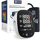HealCare Upper Arm Electronic Blood Pressure Monitor, Adjustable Wide Range Cuff 8.5''-16.5'', Blood Pressure Monitor for Home Travel Use, Large LED Digital Display with 2×120 Memory