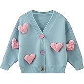 Riclena Girls Cardigan Sweater V-Neck Long Sleeve Cute Front Button Knit Sweetheart Sweaters