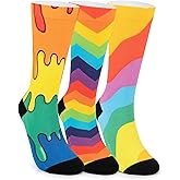 Magifuls Novelty Crew Socks for Unisex Wild Side with These Eye-Popping Prints 3 Pairs One Size