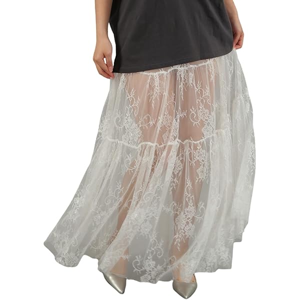 スカート M_ SEETHROUGH SKIRT BLACK BY MOUSSY | layered sheer skirt (スカート(ロング