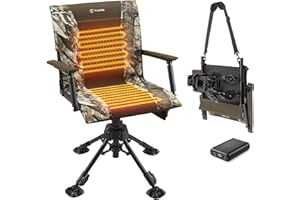 TIDEWE Hunting Chair, Heated Blind Chair with Battery-ThermoCore Series, 360 Silent Swivel, 3 Heat Levels
