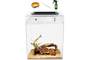 REPTILE GROWTH Reptileg Growth Tall Terrarium Set (PC), 8''*8''*11'' with Top Sliding Door Screen Ventilation Reptile Terrariums for Snake, Frog,Insect,Tarantula,Hermit Crab，Spider,Iguana,Tortoise,Bearded Dragon