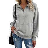 SHEWIN Womens Sweatshirt Casual Long Sleeve Half Zip Pullover Lightweight Sweatshirts Tops Fall Fashion Outfits 2025
