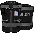 TCCFCCT Mesh Security Vest for Men Women 9 Pockets High Visibility Reflective Safety Vest, Durable Hi Vis Construction Vest with Reinforced Sewing, Meets ANSI/ISEA, (G100S-Black, XL)