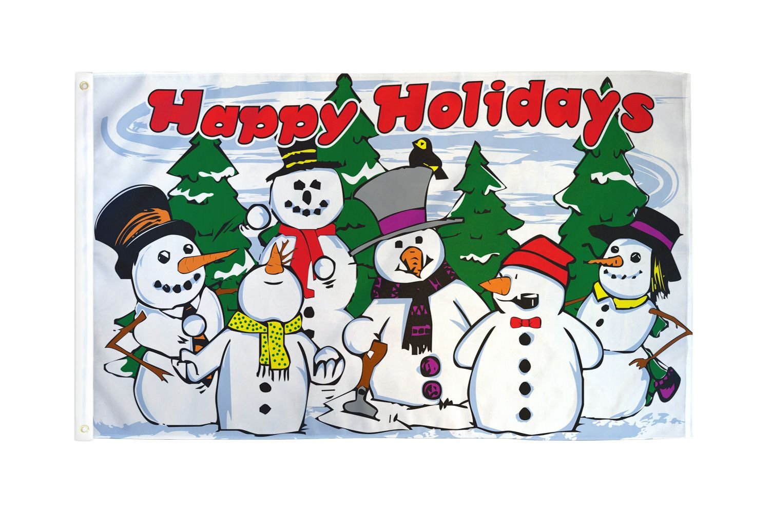 AZ FLAG - Happy Holidays Snowmen Flag - 3x5 Ft - 100D Polyester Winter Christmas Banner with Two Metal Grommets - Fade Resistant - Vivid Colors - 3' x 5' Feet - 150x90 Cm