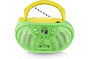 hPlay Gummy GC04 Portable CD Player Boombox with AM FM Stereo Radio Kids CD Player LCD Display, Front Aux-in Port Headphone Jack, Supported AC or Battery Powered - Pastel Green