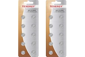 Tenergy 1.5 Volt Battery LR44, Button Cell LR44, ag13/LR44 Batteries Equivalent, Ideal for Watches, Laser Pointers, Small Toys, Portable Electronics, and More, 20 Count