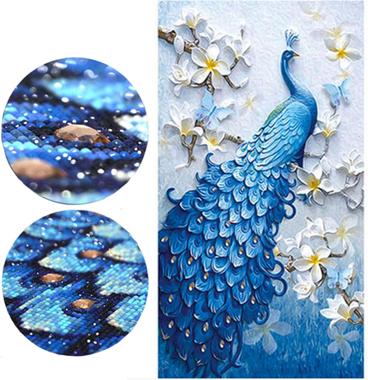 ANMUXI 5D Diamond Painting Kits Full Drill Special-Shaped 60X104CM Peacock DIY Diamond Art for Stress-Relief & Home Decor