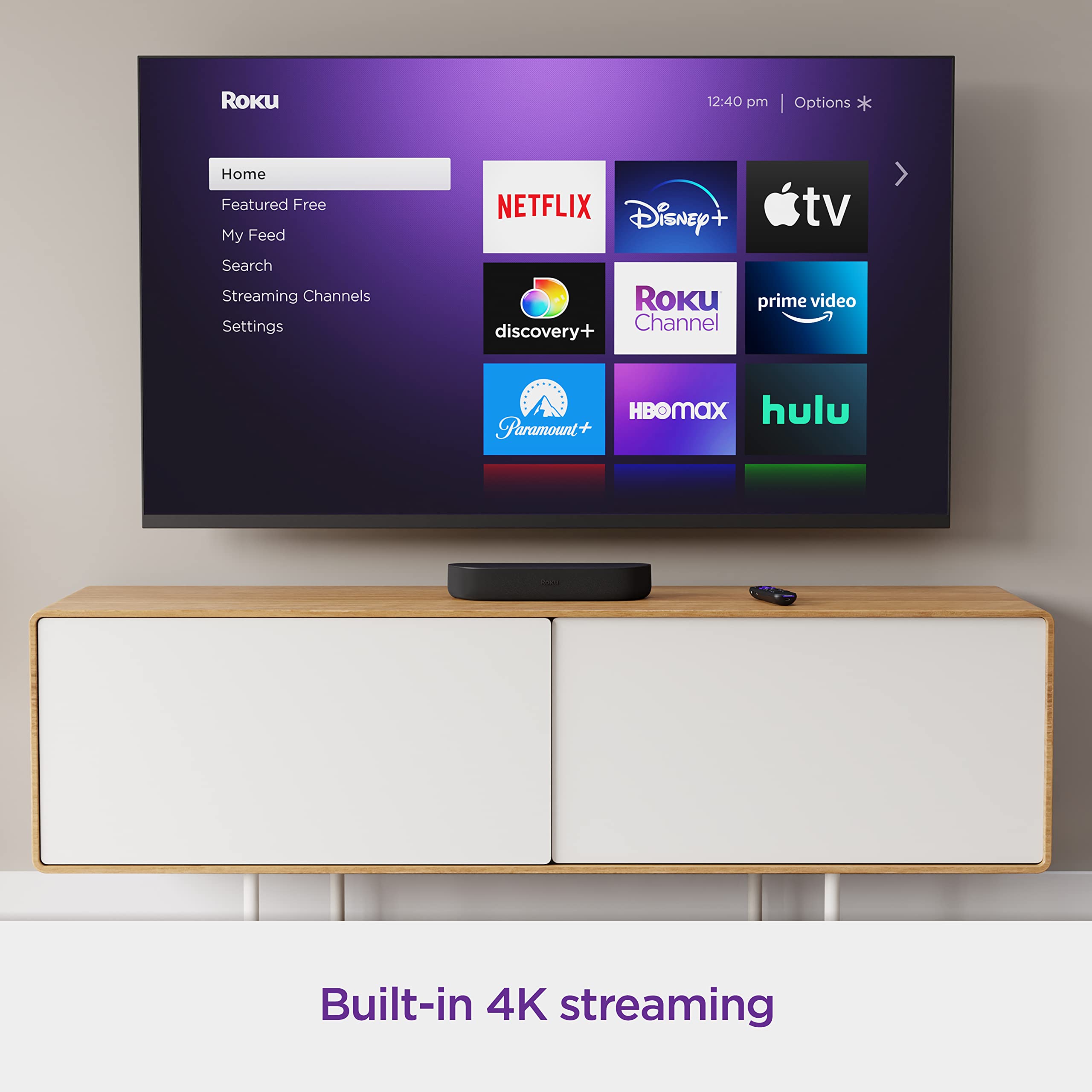 Roku Streambar & Wireless Bass Premium 4K HDR Soundbar with Subwoofer, Voice Remote, Free & Live TV Streaming