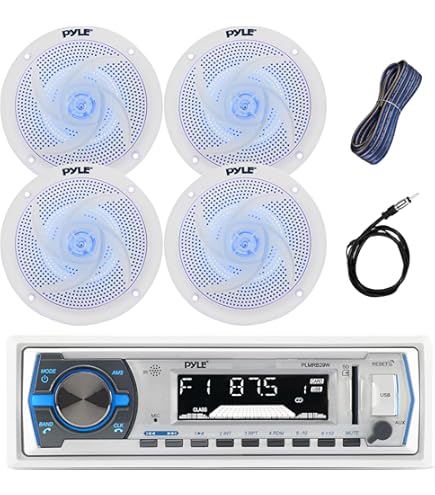 Pyle plrmr27btb Marine Bluetooth受信機ステレオ(ブラック) W/Pyle 2ウェイMarineスピーカー(2-pairs、Enrock Marineアンテナ&amp; Enrock Marine 5 n5ksbvb Amazon.com : Pyle PLRMR27BTB Marine Bluetooth Receiver