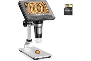 LCD Digital Microscope, ANNLOV 4.3 Inch Handheld USB Microscope 50X-1000X Magnification Coin Microscope with 32GB TF Card, 8 Adjustable LED, PC View, Microscope for Adults/Kids