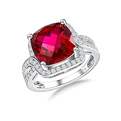 AGRULE Ruby Gemstone Ring Sterling Silver Gemstone