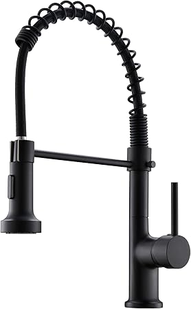 Black Kitchen Faucet With Pull Down Sprayer Lead Free Single