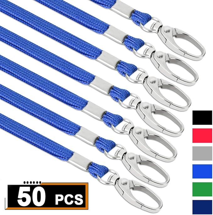 Blue Lanyards Bulk Lanyards for Id Badges Flat Lanyard