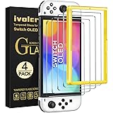 ivoler [4 Pack] Tempered Glass Screen Protector Designed for Nintendo Switch OLED Model 2021 with [Alignment Frame] Transpare