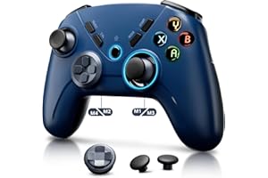 Kujian Wireless PC Controller, Bluetooth Gaming Controller Compatible with Windows/Switch/Steam/MacOS/Android/iOS/Smart TV, Dual Vibration PC Game Controller with Turbo, LED Backlight