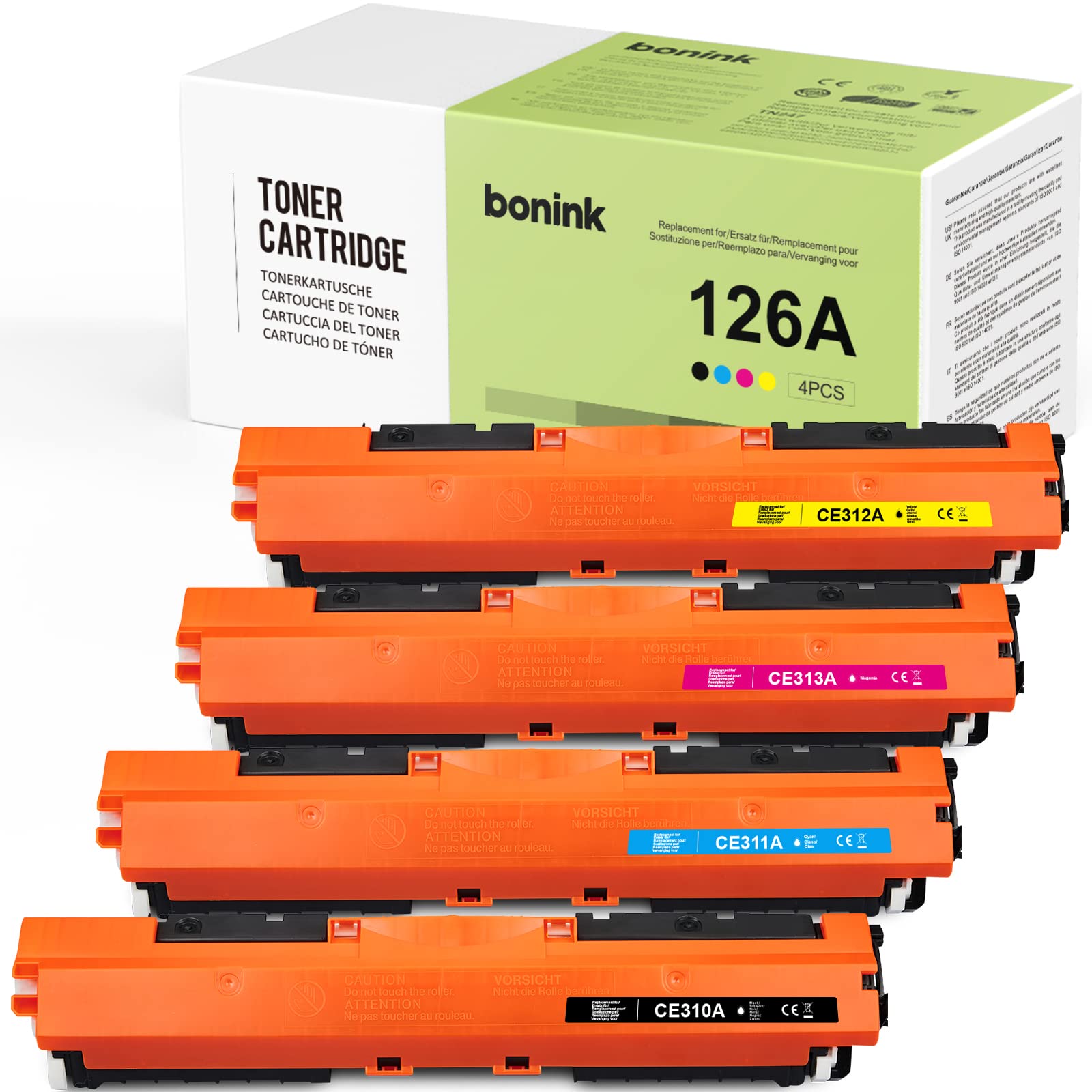 BONINK Compatible 126A CE310A Toner for Laserjet Pro 100 Color MFP M175 M175a M175nw CP1025 CP1025nw MFP M177 M177FW TopShot M275 M275nw (BlackCyanMagentaYellow) b)