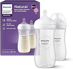 Philips Avent Natural Baby Bottles with Natural Response Nipples (Fast Flow, Flow 4), 11oz, 2-Pack, SCY906/02