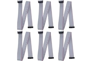 Antrader 16-Pin IDC Connector Flat Ribbon Cable with Black 2.54mm FC Dual Row Female to Female Sockets, 45cm/17.7in Length 6 Pieces