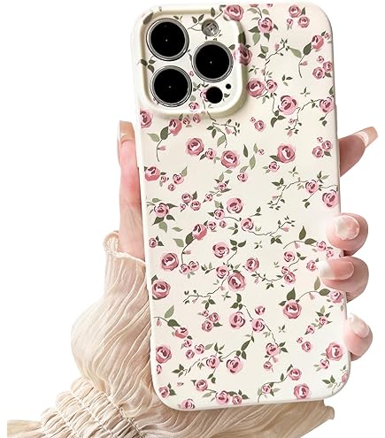 LEOMAKRON Funda De Flores Para IPhone 16 Pro Max De 6.9 Pulgadas 2024, Diseño Floral Morado Rosa Con Funda Blanca Para Protección De Cámara, Niñas Y Mujeres, TPU Suave A Prueba