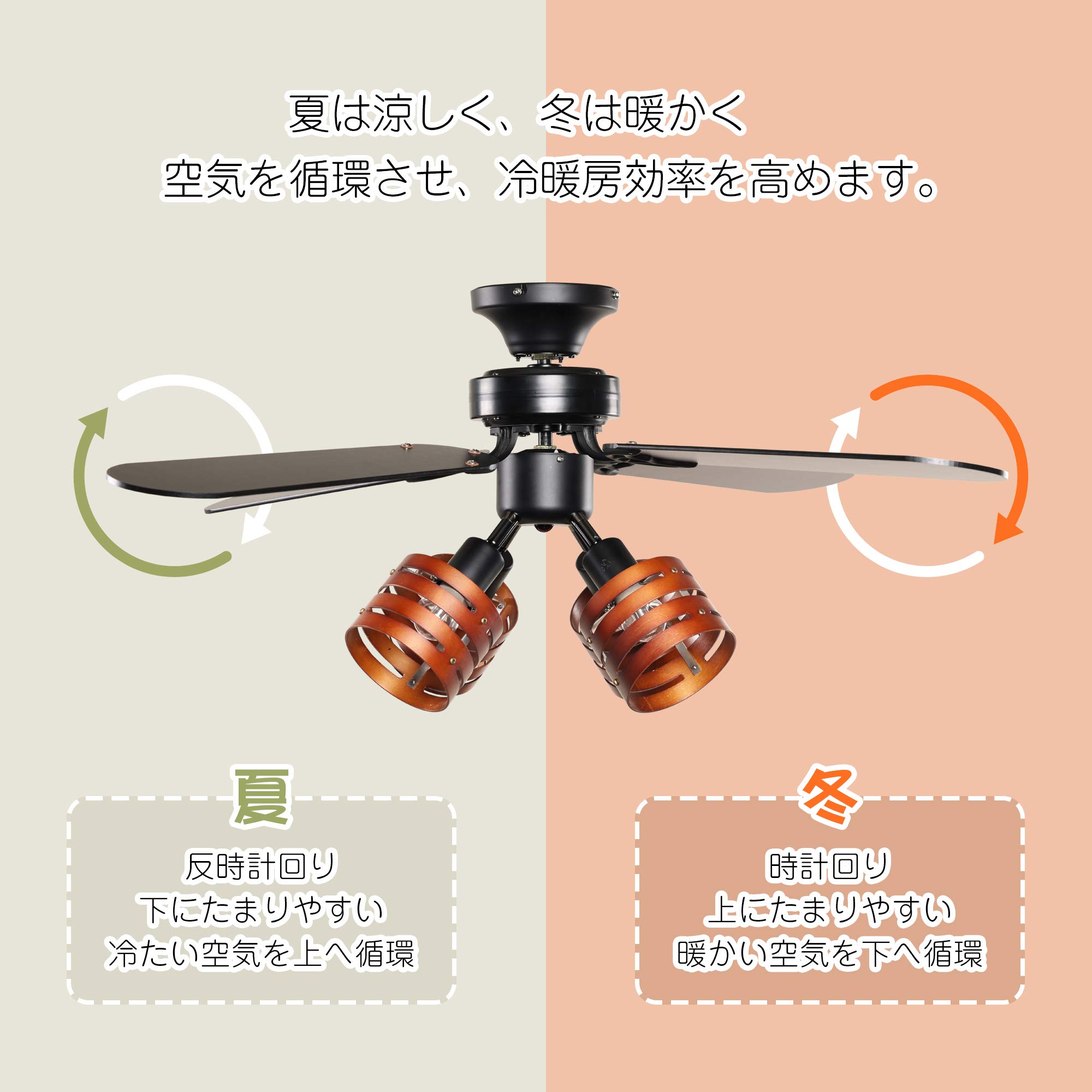 Parrot Uncle Ceiling Fan Light, Reversible, Remote Control, LED Compatible, Energy Saving, Air Flow Control, Ceiling Light, Living Room, Ceiling Fan, Cooling Effect, Japanese Instruction Manual