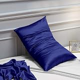 NTBAY Silk Satin Pillowcases 2 Pack 50x75 cm Navy Envelope Closure view 6