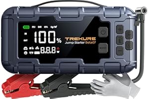 TREKURE 6000A Car Jump Starter with 160 PSI Air Compressor, 45W Charging Battery Booster Pack (All gas/12L Diesel), 10-in-1 J
