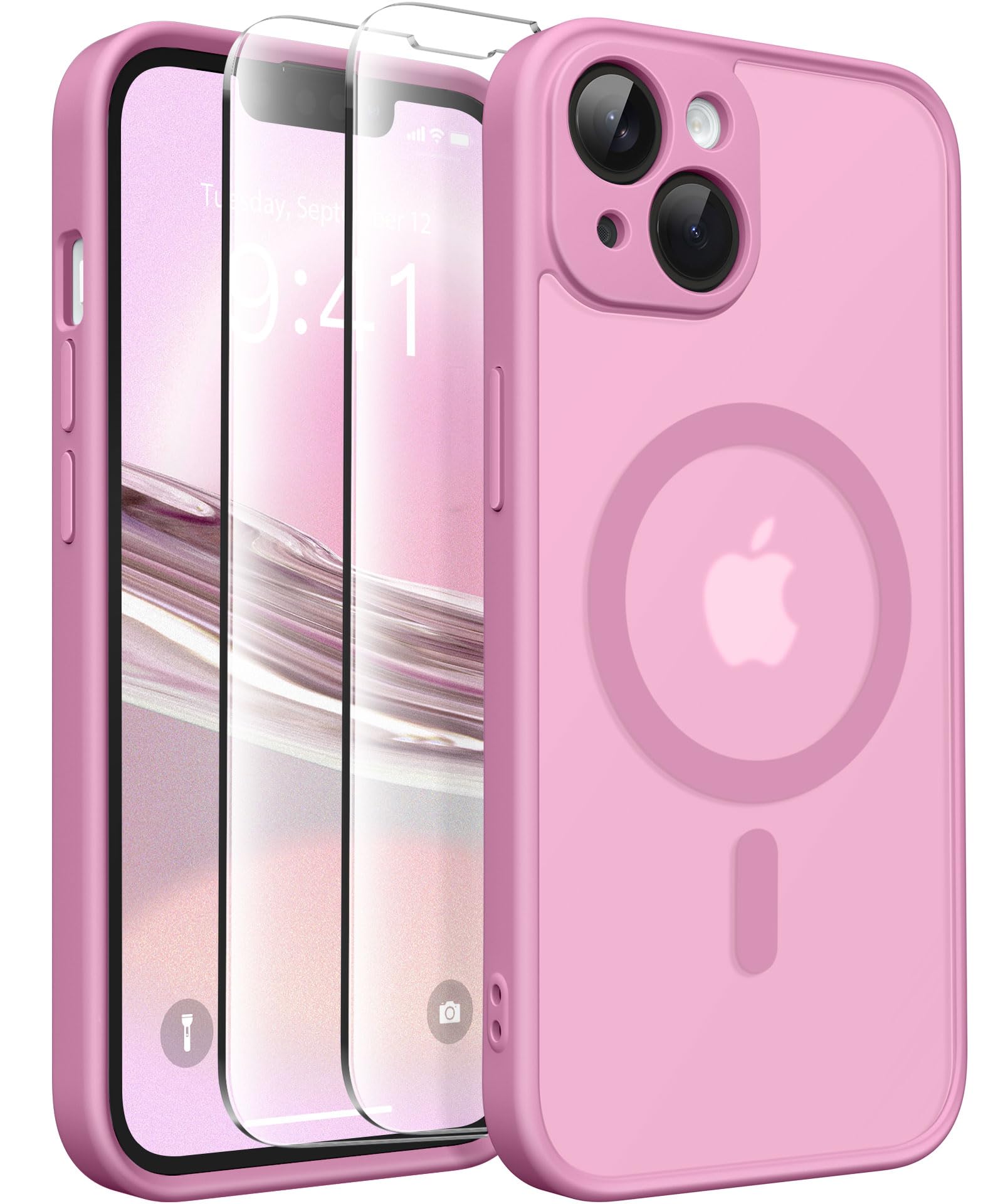 CAPRARO Magnetic for iPhone 14 Case, [Compatible with MagSafe] [Full Camera Protection] [14FT Drop Protection] Shockproof Protective Slim Translucent Matte Phone Case iPhone 14, Grape Purple — image 1