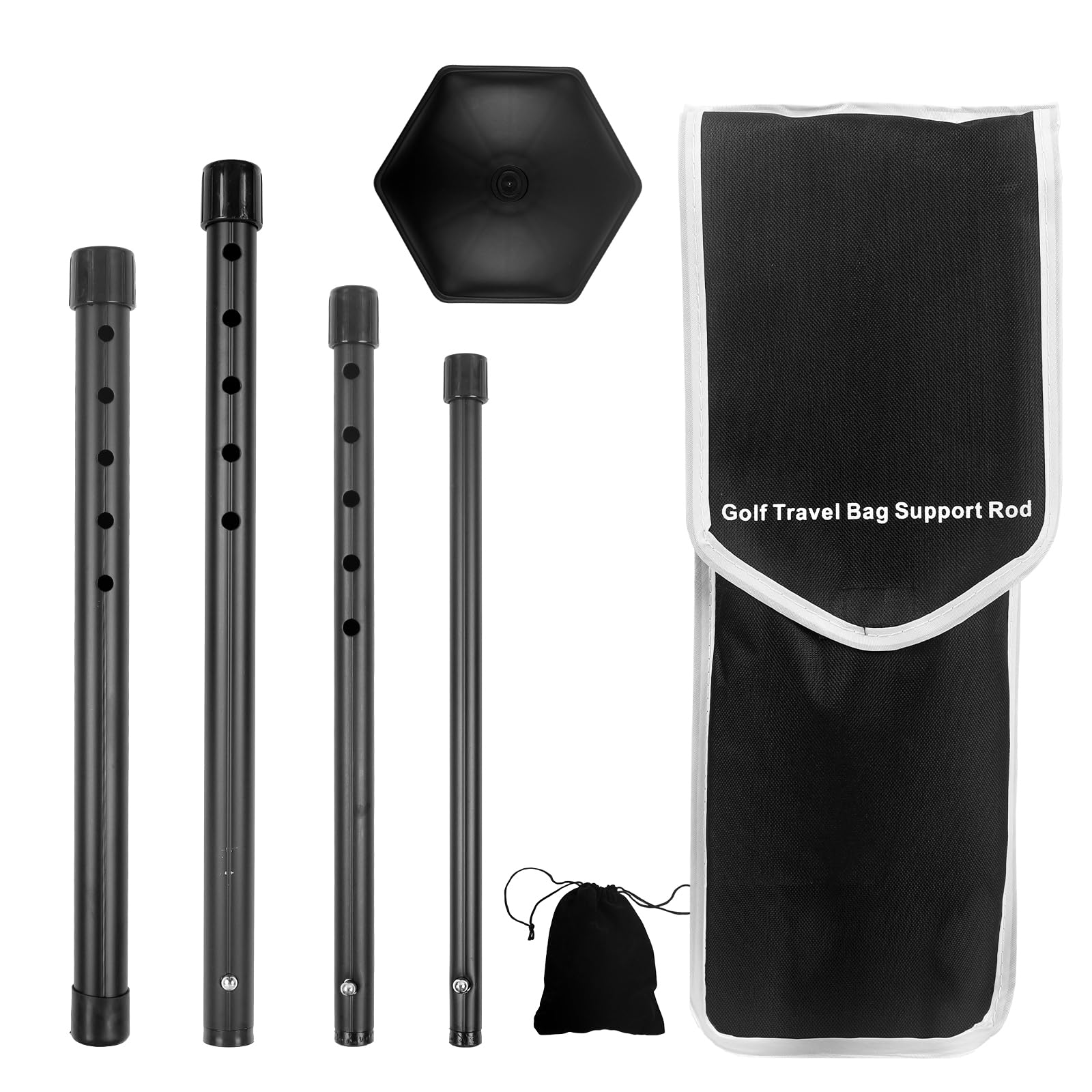 MaxEarn Golf Travel Bag Support Rod, Aluminum Alloy Adjustable 4 Telescoping Poles, Anti-Impact Golf Support Stick, Portable Club Stiff Arm System, Golf Club Stiff Arm Protector Accessory